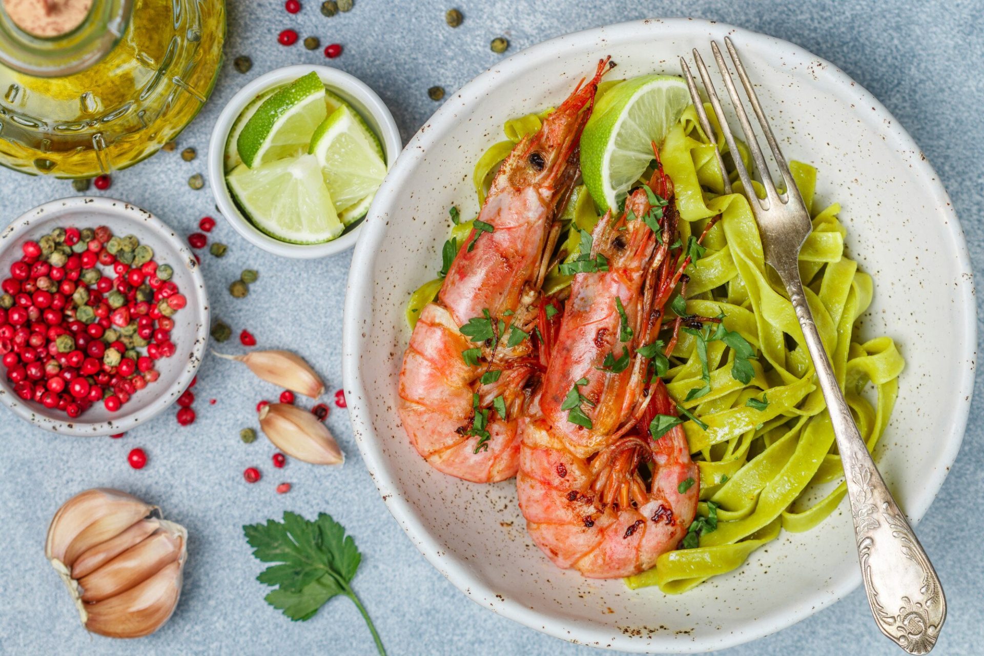 Crevettes au poivre vert